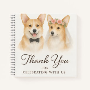 Corgi-Aquarell-Hochzeits-Dankeschön Notizblock