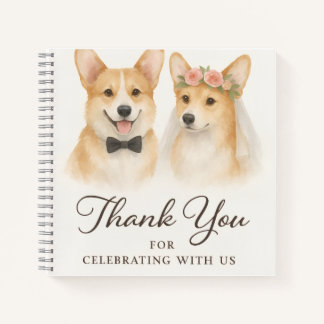 Corgi-Aquarell-Hochzeits-Dankeschön Notizblock