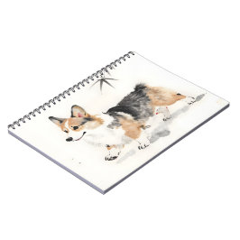 Corgi Aquarell – Whimsical japanische Tinte-Hunde- Notizblock