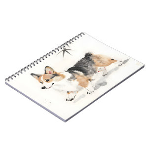 Corgi Aquarell – Whimsical japanische Tinte-Hunde- Notizblock