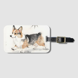 Corgi Aquarell – Whimsical japanische Tinte Hundek Gepäckanhänger