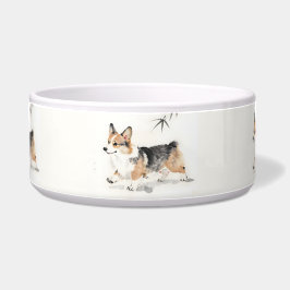 Corgi Aquarell – Whimsical japanische Tinte Hundek Napf