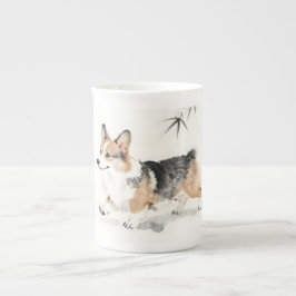 Corgi Aquarell – Whimsical japanische Tinte Hundek Porzellantasse