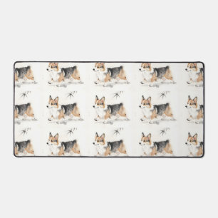 Corgi Aquarell – Whimsical japanische Tinte Hundek Schreibtischunterlage