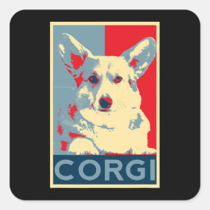 Corgi Art Hund für Fans von Corgis Quadratischer Aufkleber