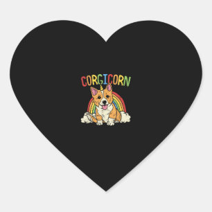 Corgi Artikel für Frauen & Mädchen Corgicorn T-Shi Herz-Aufkleber