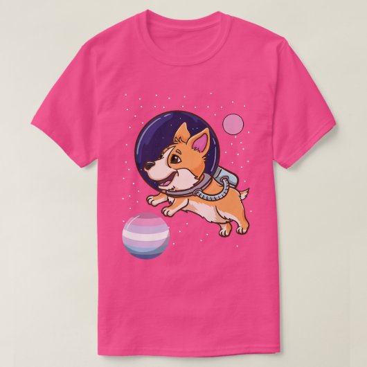 Corgi Astronaut Bigender Pride T-Shirt (Design vorne)