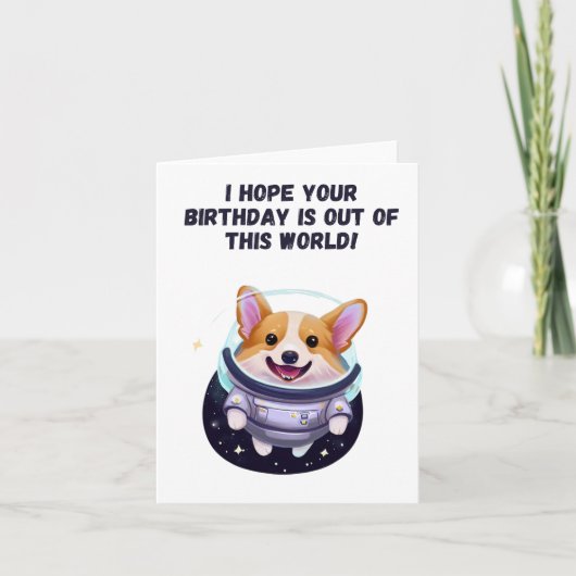 Corgi Astronaut Birthday Karte (Vorderseite)
