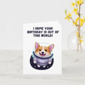 Corgi Astronaut Birthday Karte (Gelbe Blume)