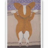 Corgi at Window Invitation Aufkleber (Vorderseite)