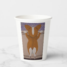 Corgi at window Paper Cups Pappbecher