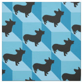 Corgi auf Blue Cubes Stoff (Muster)