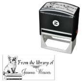 Corgi auf Büchern Personalisierte Selbstfarbige Br Permastempel (Beispiel)