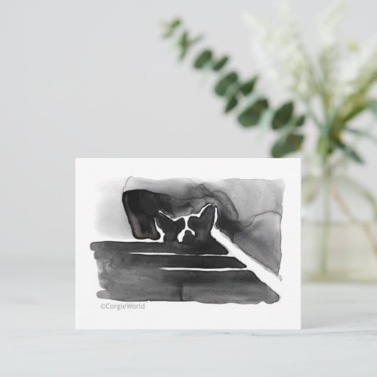 Corgi auf der Treppe Postkarte (Stehend Vorderseite)