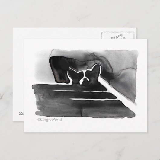 Corgi auf der Treppe Postkarte (Vorne/Hinten)