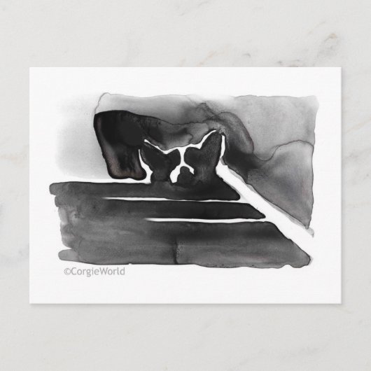Corgi auf der Treppe Postkarte (Vorderseite)