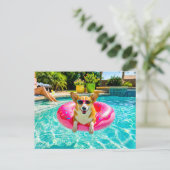 Corgi auf Donut-Schwimmring Postkarte (Stehend Vorderseite)