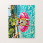 Corgi auf Donut-Schwimmring Puzzle (Vertikal)