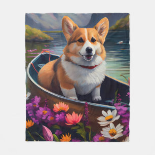 Corgi auf einem Paddle: Ein Landschaftliches Abent Fleecedecke
