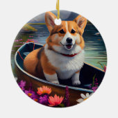 Corgi auf einem Paddle: Ein Landschaftliches Abent Keramik Ornament (Hinten)