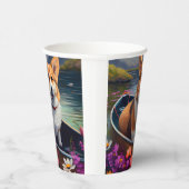 Corgi auf einem Paddle: Ein Landschaftliches Abent Pappbecher (Rechts)