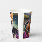 Corgi auf einem Paddle: Ein Landschaftliches Abent Pappbecher (Links)