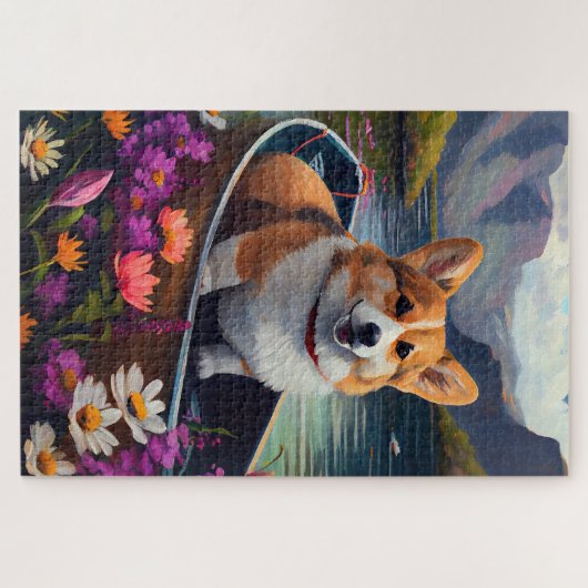 Corgi auf einem Paddle: Ein Landschaftliches Abent Puzzle (Horizontal)