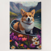 Corgi auf einem Paddle: Ein Landschaftliches Abent Puzzle (Vertikal)