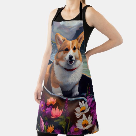 Corgi auf einem Paddle: Ein Landschaftliches Abent Schürze (InSitu)