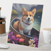 Corgi auf einem Paddle: Ein Landschaftliches Abent Sockelschild (In Situ)