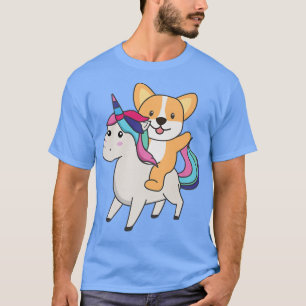 Corgi auf einhornigen Regenbogentieren Niedliche U T-Shirt