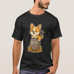 Corgi auf Grabstein Boo Halloween T-Shirt