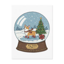 Corgi auf Skaten Weihnachts-Postkarte