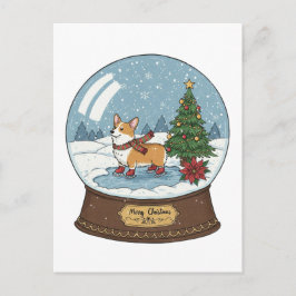 Corgi auf Skaten Weihnachts-Postkarte Postkarte