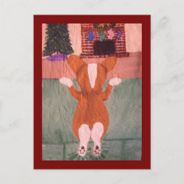 Corgi auf Sofa wartet auf den Weihnachtsmann  Postkarte