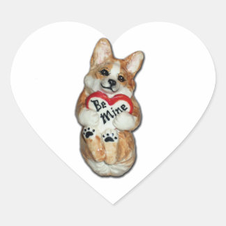 Corgi-Aufkleber "Be Mine" Herz-Aufkleber