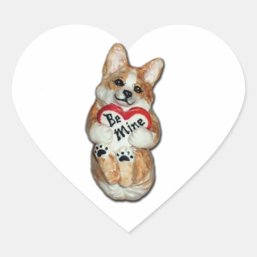 Corgi-Aufkleber "Be Mine" Herz-Aufkleber (Vorderseite)