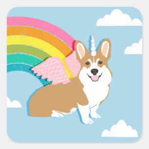 Corgi-Aufkleber Quadratischer Aufkleber