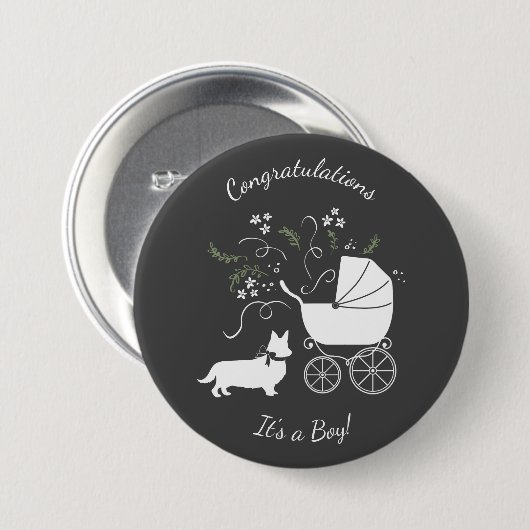 Corgi Baby Shower Dog Button (Vorne & Hinten)