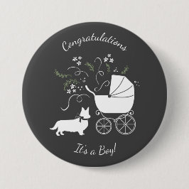 Corgi Baby Shower Dog Button