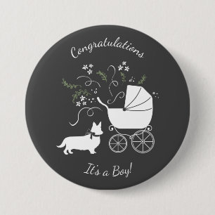 Corgi Baby Shower Dog Button