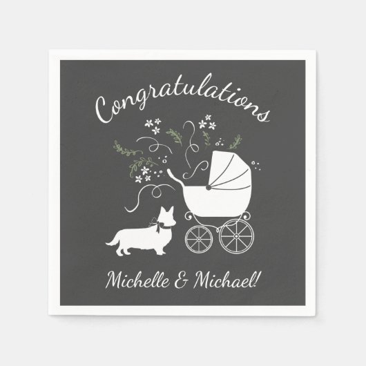 Corgi Baby Shower Dog Serviette (Vorderseite)