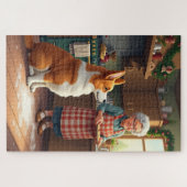 Corgi Backen mit Oma Weihnachtsmalerei Puzzle (Horizontal)