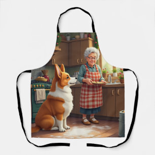 Corgi Backen mit Oma Weihnachtsmalerei Schürze
