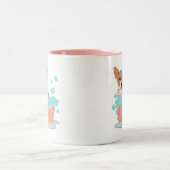 Corgi-Bad-Zeit Zweifarbige Tasse (Mittel)