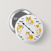 Corgi Barke-Uhr Knopf Button (Vorne & Hinten)