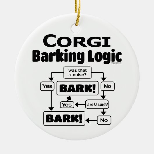 Corgi Barking Logic Keramik Ornament (Vorne)