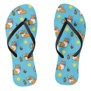 Corgi Beach Party (Red Pembroke) Flip Flops Badesandalen