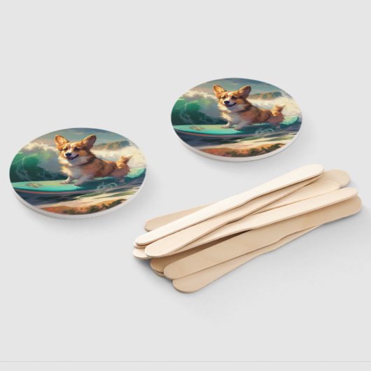 Corgi Beach Surfmalerei Fächer (Non-assembled)