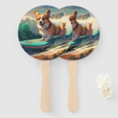 Corgi Beach Surfmalerei Fächer (Vorne und Hinten)